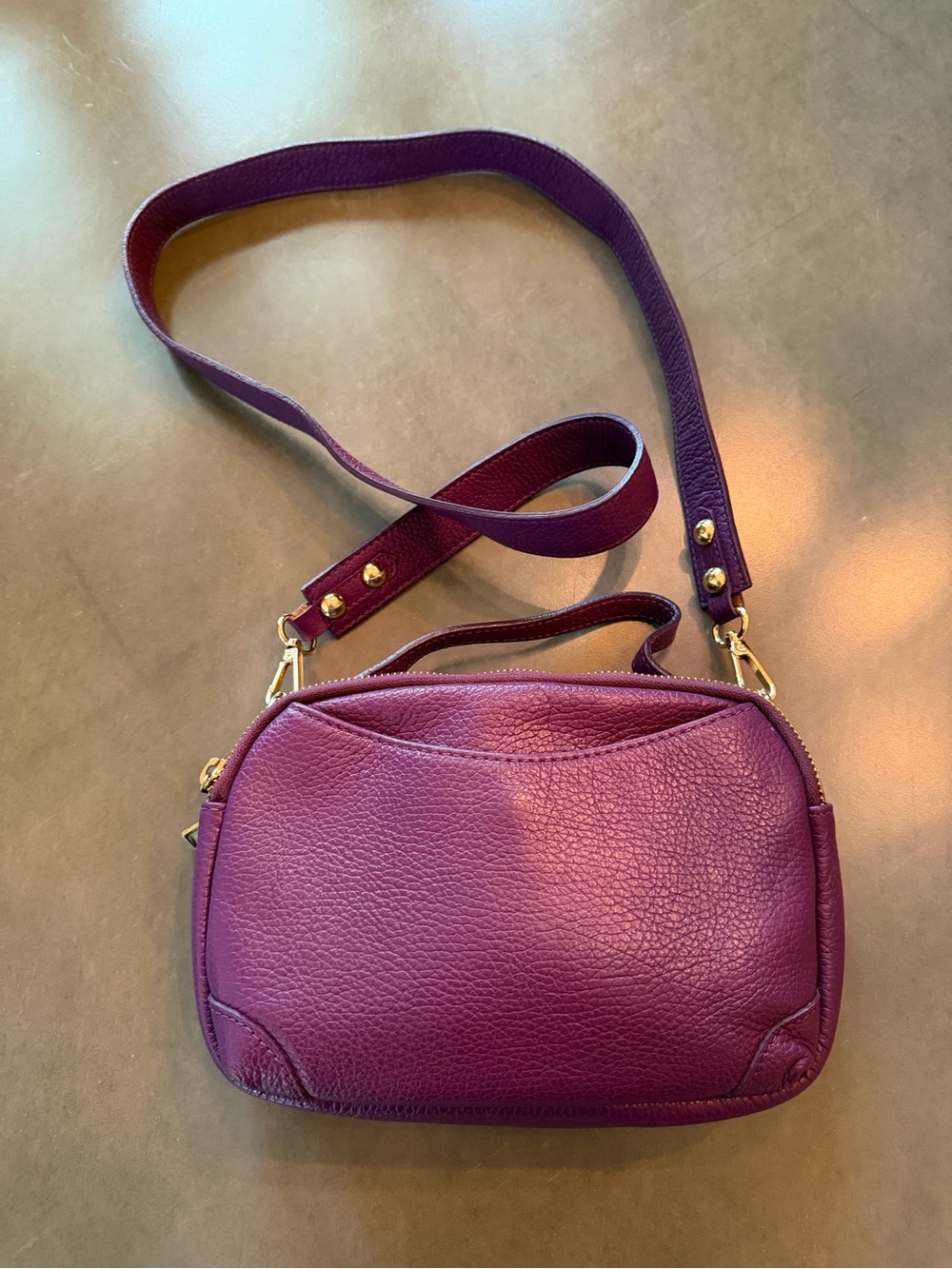 Valentina Fiore Purple Leather Crossbody Bag with Top Handle - Picture 4 of 9